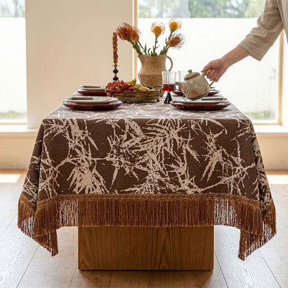Vintage-Tischdecke aus Bambus-Jacquard mit Quasten - image 7