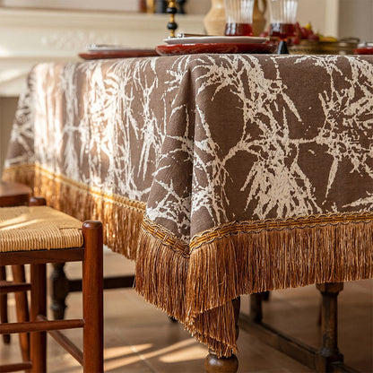 Vintage-Tischdecke aus Bambus-Jacquard mit Quasten - image 8