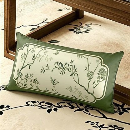 Vintage Sofabezug mit grünen Zweigen und Blumen - Dekokissen - 30cm x 50cm - image 4