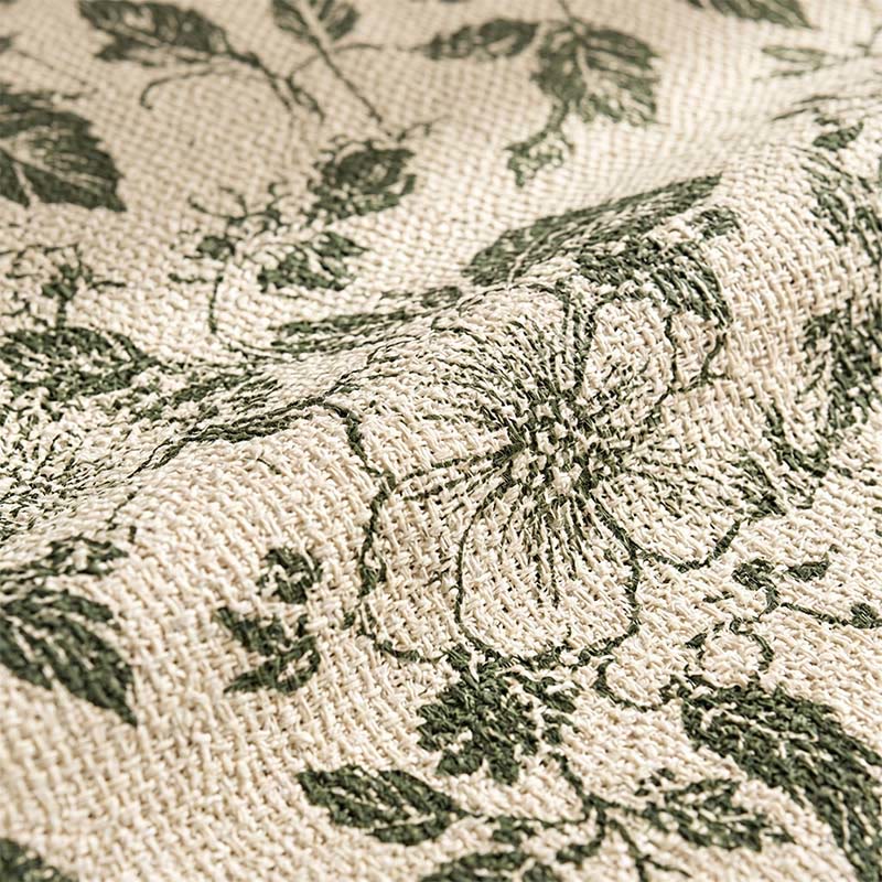 Vintage grüne Tischdecke aus Baumwollleinen mit Blumenmuster - image 3