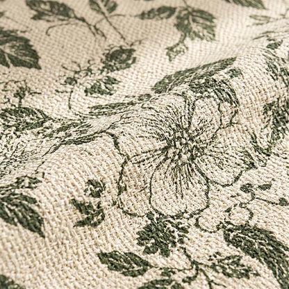 Vintage grüne Tischdecke aus Baumwollleinen mit Blumenmuster - image 3