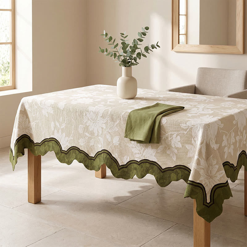 Elegante Tischdecke aus Baumwoll-Leinen-Mischgewebe mit floralem Zweigmuster - image 2