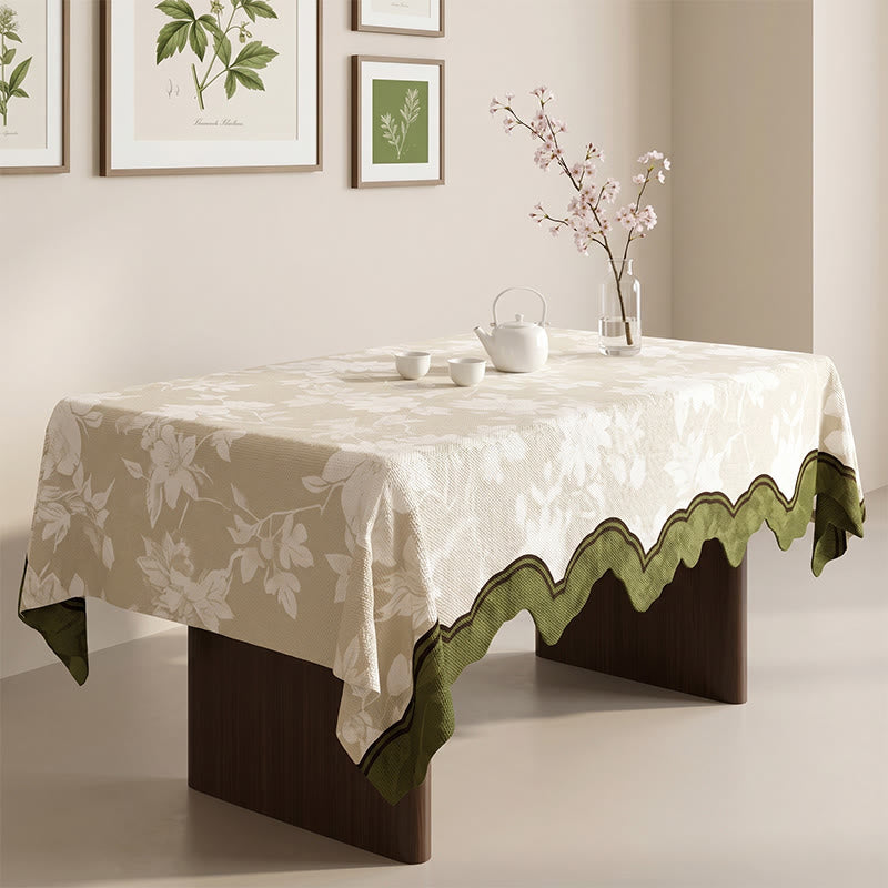 Elegante Tischdecke aus Baumwoll-Leinen-Mischgewebe mit floralem Zweigmuster - image 1