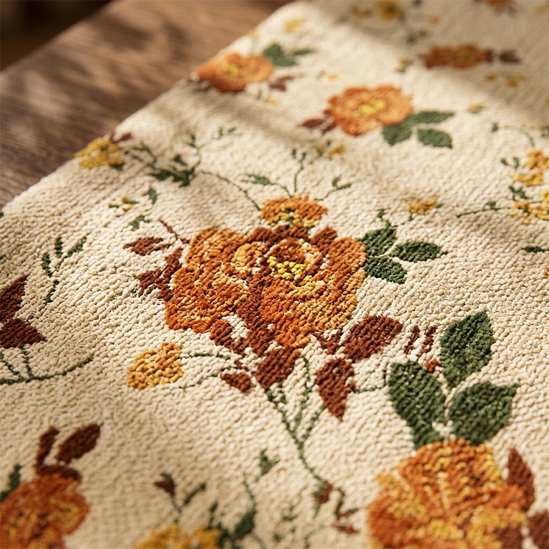 Vintage Tischdecke aus Baumwoll-Leinen mit monatlicher Rosenmuster - image 3
