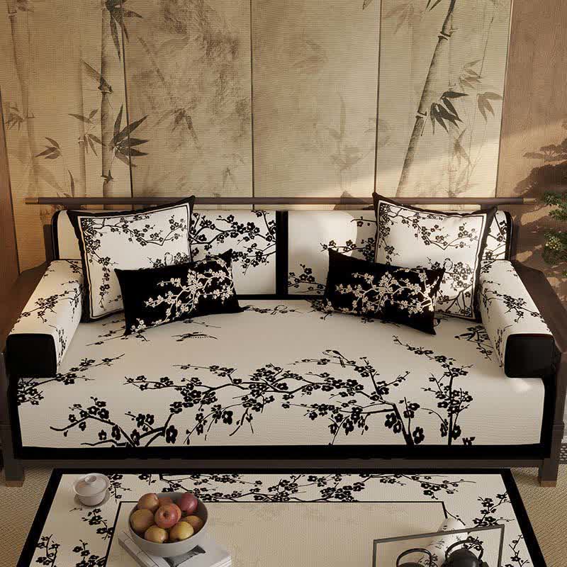 Vintage Pflaumenblüten-Sofabezug - Sofaschutz - 110cm x 280cm - image 0