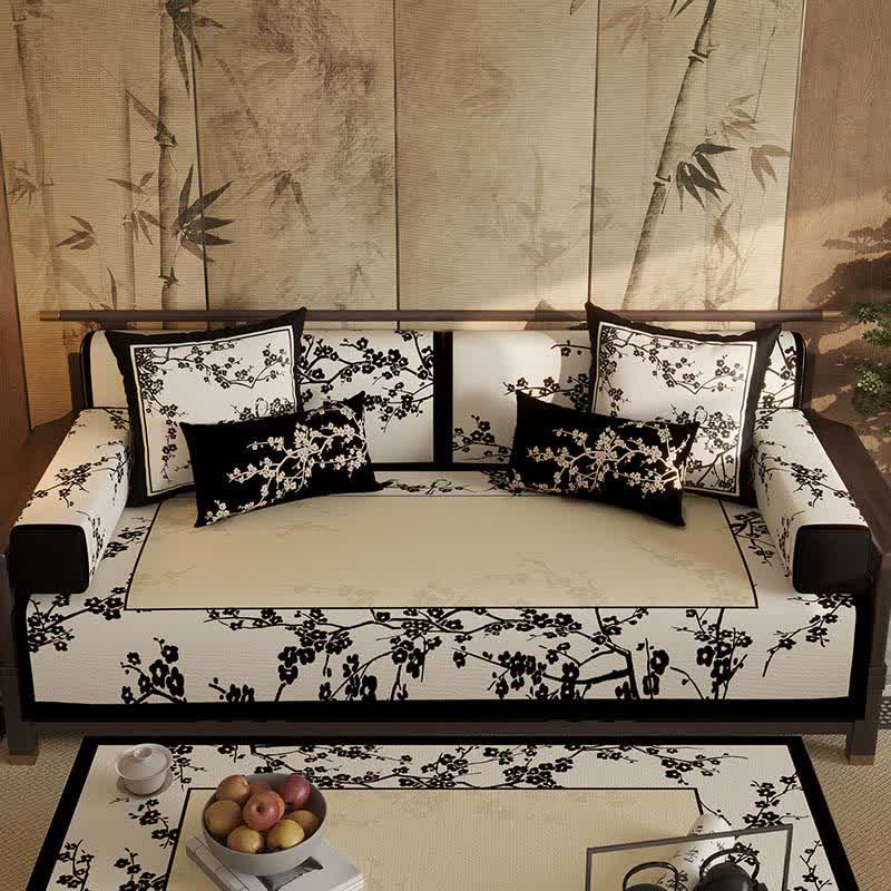 Sofabezug mit orientalischem Pflaumenblütenmuster - Sofaschutz - 110cm x 280cm - image 0