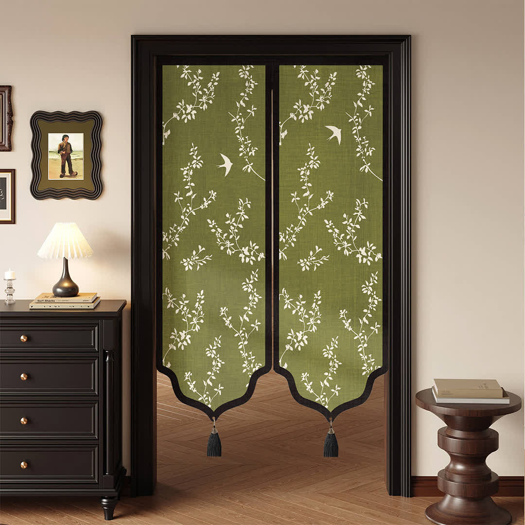 Vintage-Raumteiler-Türvorhang mit botanischem Flair - 39 Zoll breit x 140cm L - image 0