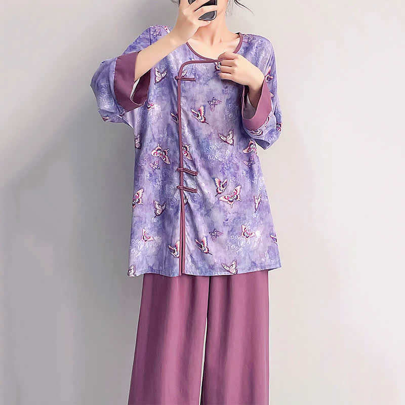 Loungewear-Set „Lila Schmetterling“ im orientalischen Stil - image 2