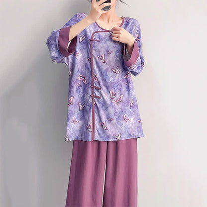 Loungewear-Set „Lila Schmetterling“ im orientalischen Stil - image 2