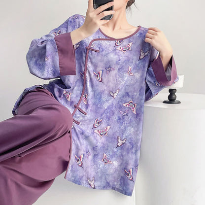 Loungewear-Set „Lila Schmetterling“ im orientalischen Stil - image 1