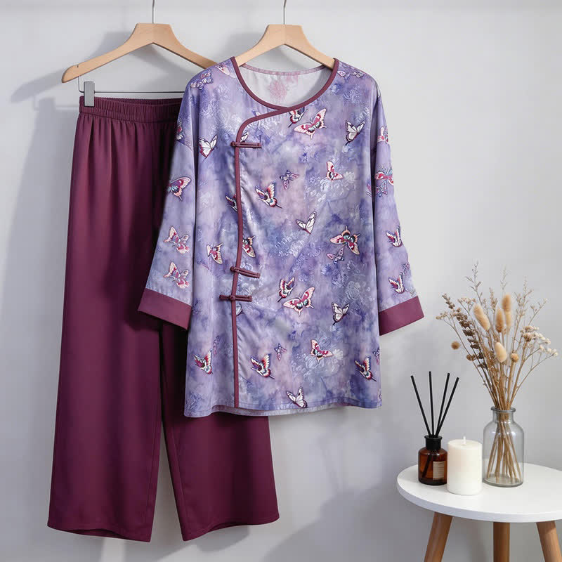 Loungewear-Set „Lila Schmetterling“ im orientalischen Stil - image 5
