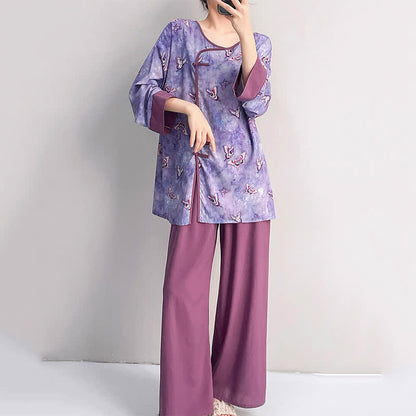 Loungewear-Set „Lila Schmetterling“ im orientalischen Stil - image 3
