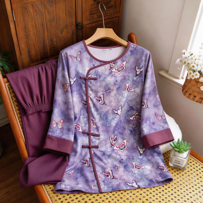 Loungewear-Set „Lila Schmetterling“ im orientalischen Stil - image 6