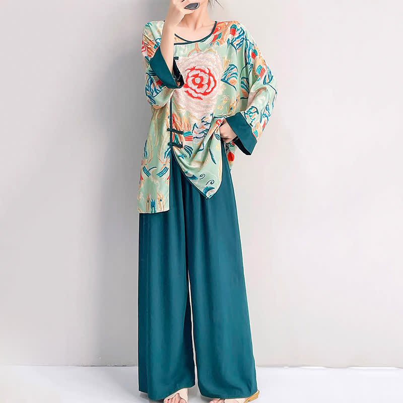 Loungewear-Set im Retro-Blumen-Stil mit orientalischem Flair - image 2