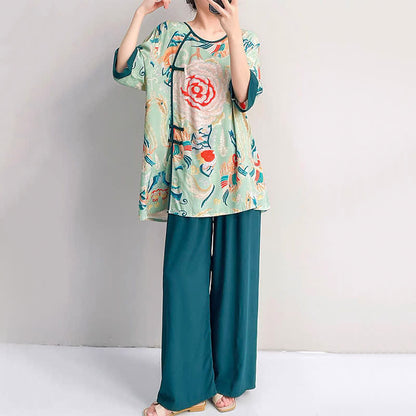 Loungewear-Set im Retro-Blumen-Stil mit orientalischem Flair - image 4