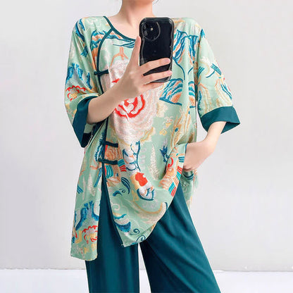 Loungewear-Set im Retro-Blumen-Stil mit orientalischem Flair - image 6