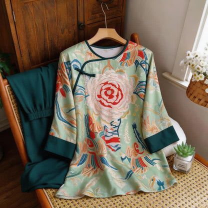 Loungewear-Set im Retro-Blumen-Stil mit orientalischem Flair - image 10
