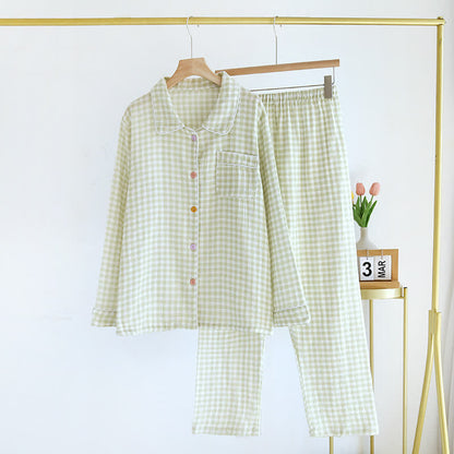 Gingham-Pyjama-Set aus reiner Baumwolle - Grün - XL - image 15