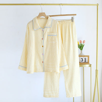 Gingham-Pyjama-Set aus reiner Baumwolle - Gelb - XL - image 14