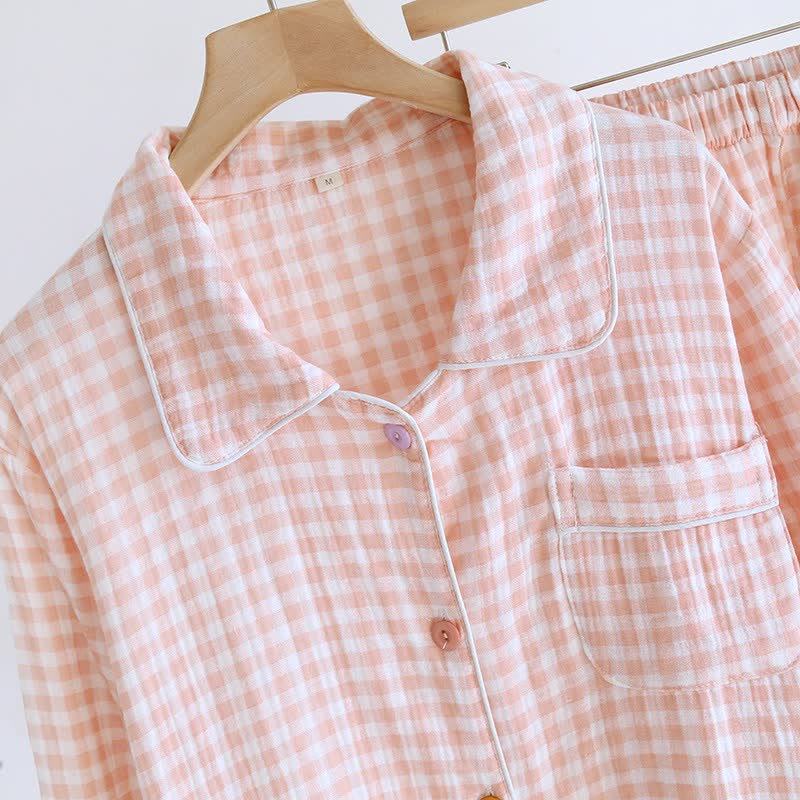 Gingham-Pyjama-Set aus reiner Baumwolle - image 3