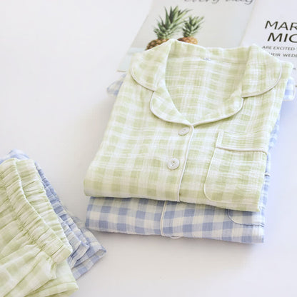 Partner-Pyjamas aus kariertem Baumwollgaze - image 2