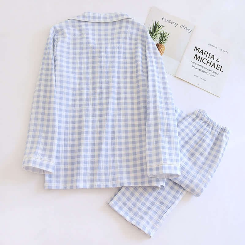 Partner-Pyjamas aus kariertem Baumwollgaze - image 7