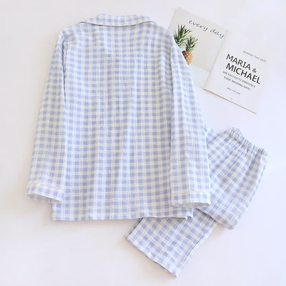 Partner-Pyjamas aus kariertem Baumwollgaze - image 7
