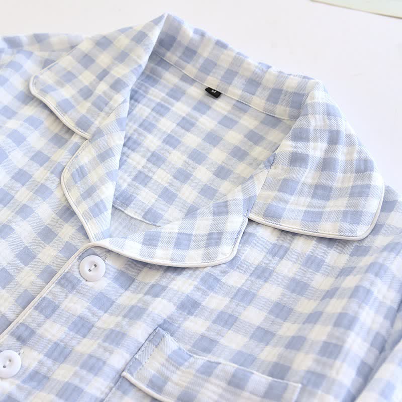 Partner-Pyjamas aus kariertem Baumwollgaze - image 8