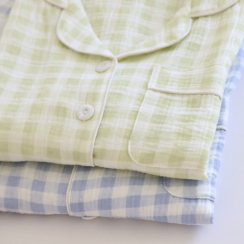 Partner-Pyjamas aus kariertem Baumwollgaze - image 3