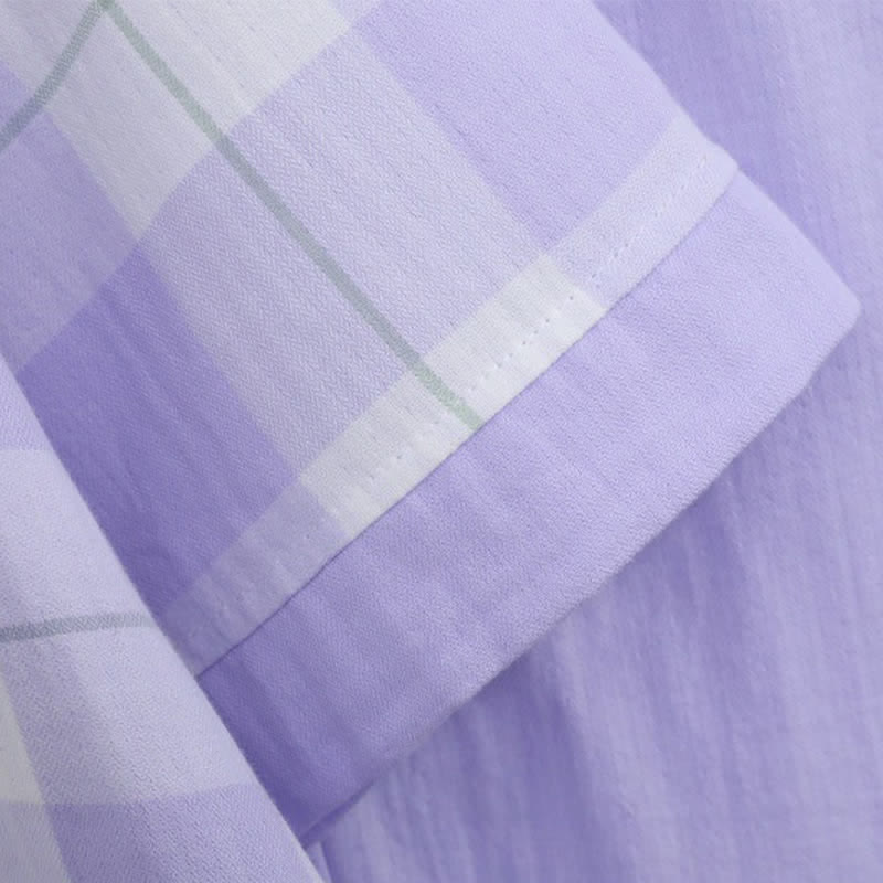 Pyjama-Set aus kariertem Baumwollgaze mit Knopfleiste - image 18