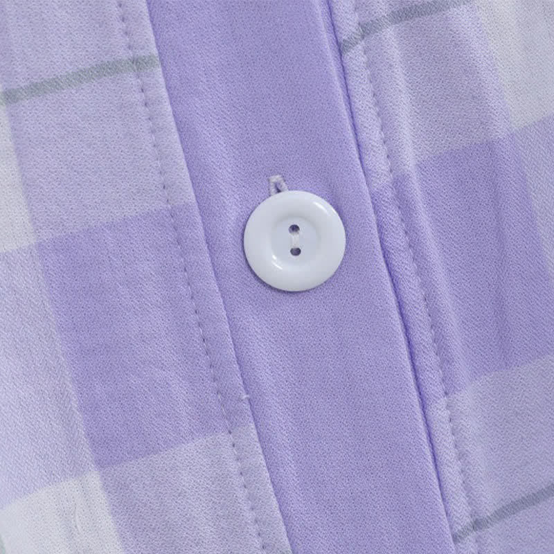 Pyjama-Set aus kariertem Baumwollgaze mit Knopfleiste - image 19