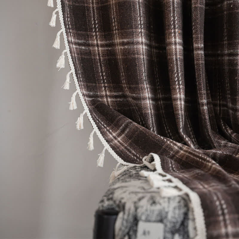 Vorhang im Vintage-Stil mit Karomuster und Quasten - image 9