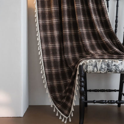 Vorhang im Vintage-Stil mit Karomuster und Quasten - image 8