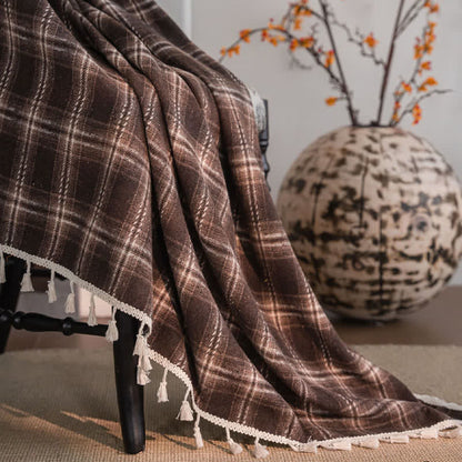 Vorhang im Vintage-Stil mit Karomuster und Quasten - image 12