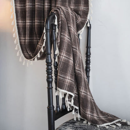 Vorhang im Vintage-Stil mit Karomuster und Quasten - image 10