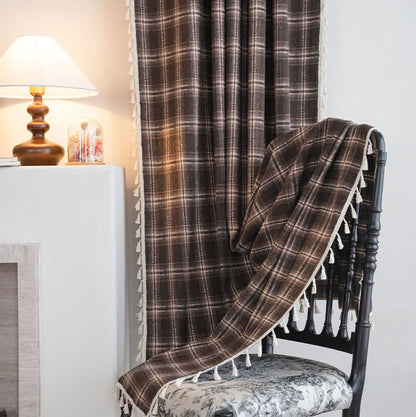 Vorhang im Vintage-Stil mit Karomuster und Quasten - image 4
