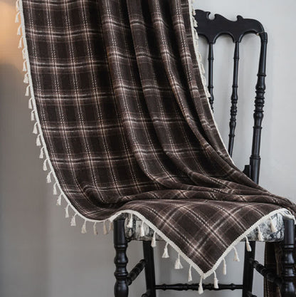 Vorhang im Vintage-Stil mit Karomuster und Quasten - image 3