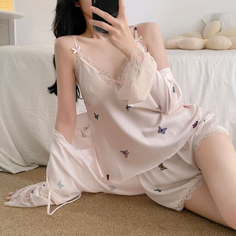 Pyjama-Set mit Schmetterlings-Spitzenbesatz - image 7