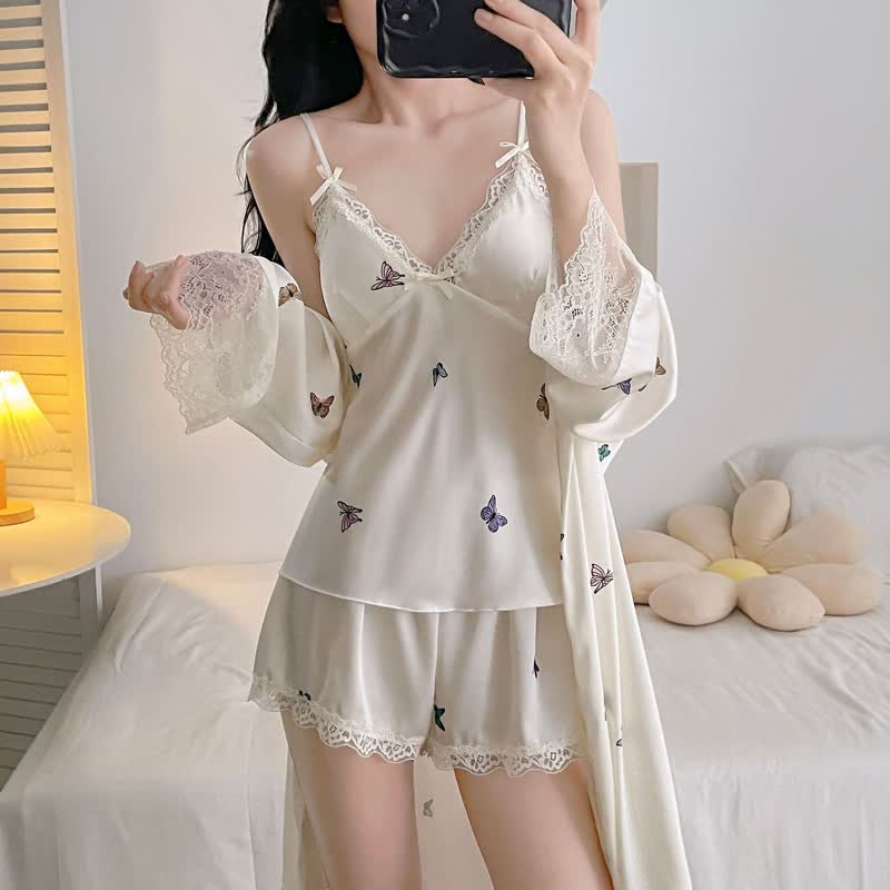 Pyjama-Set mit Schmetterlings-Spitzenbesatz - image 1