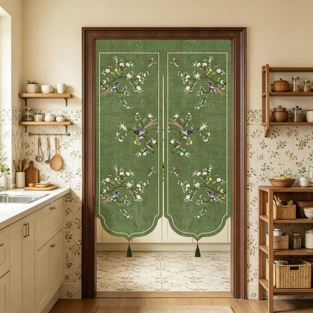 Raumteiler-Türvorhang mit Blumen- und Vogelmotiv - image 3
