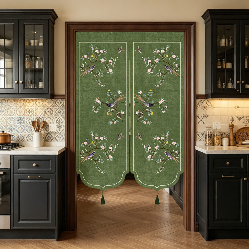 Raumteiler-Türvorhang mit Blumen- und Vogelmotiv - image 1