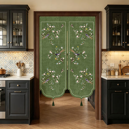 Raumteiler-Türvorhang mit Blumen- und Vogelmotiv - image 1