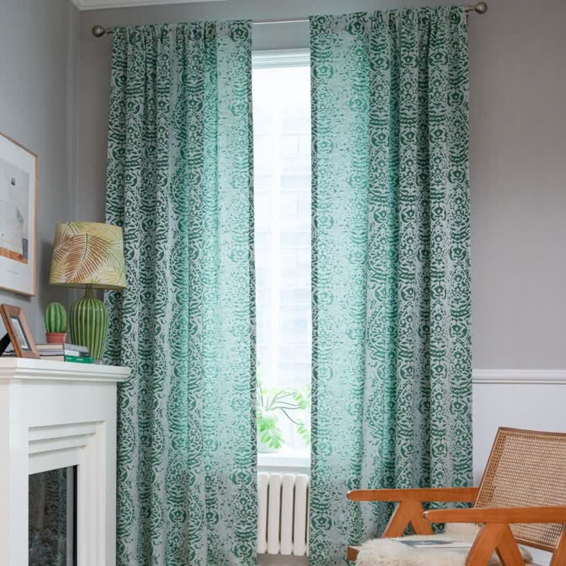 Vorhang im Vintage-Stil mit Wassertropfenmuster - Grün - Öse - 132cm x 300cm - image 0
