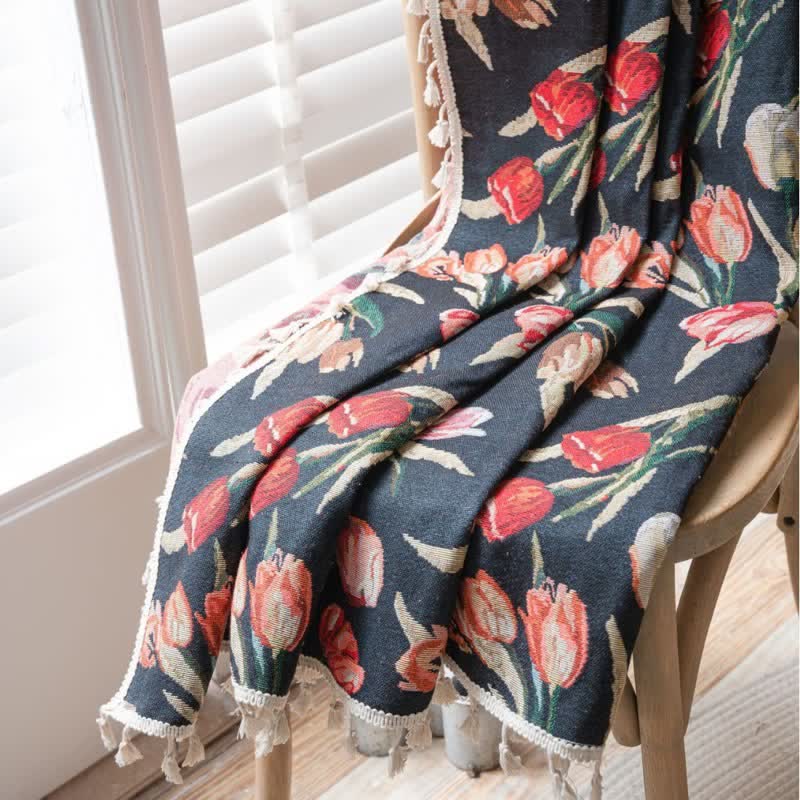 Vorhang mit Tulpenmuster, Jacquard-Stil und Quasten - image 3