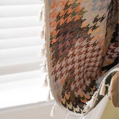 Bunter Hahnentritt-Jacquard-Vorhang mit Quaste - image 2