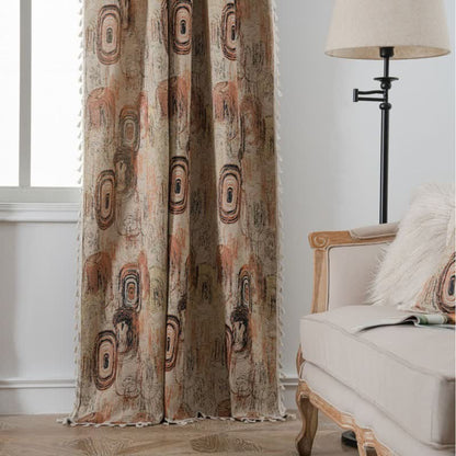 Jacquard-Vorhang mit Baumringmuster und Quaste - image 3