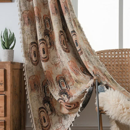Jacquard-Vorhang mit Baumringmuster und Quaste - image 1