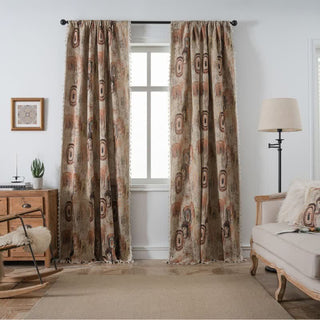 Jacquard-Vorhang mit Baumringmuster und Quaste - Öse - 150cm x 300cm - image 0