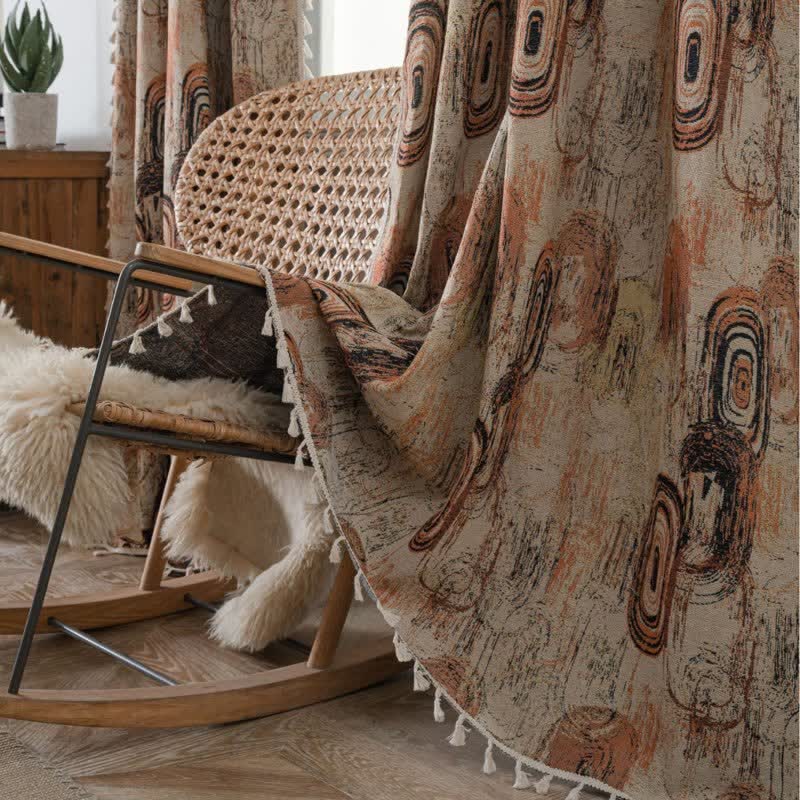 Jacquard-Vorhang mit Baumringmuster und Quaste - image 2