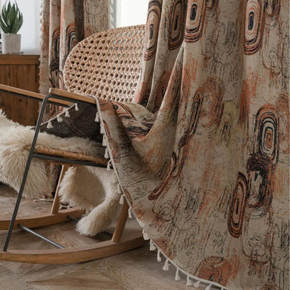Jacquard-Vorhang mit Baumringmuster und Quaste - image 2